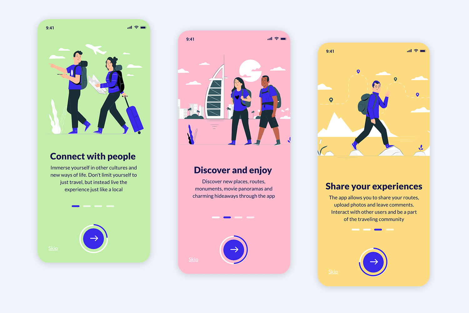 app onboarding sequence mockup
