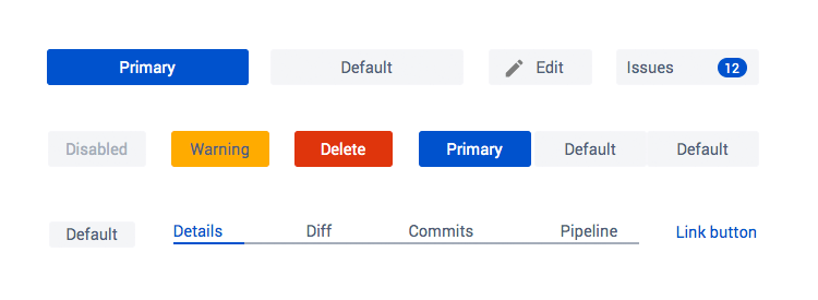 Atlaskit UI kit - different types of buttons