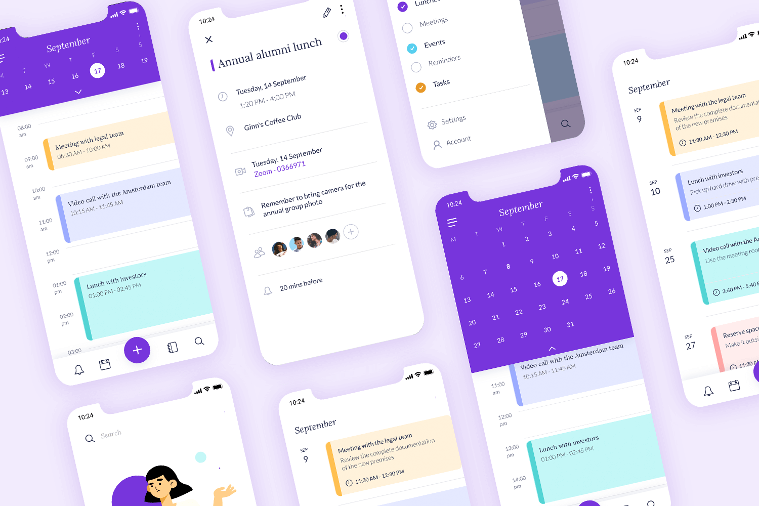 calendar and schedule app mockup and template