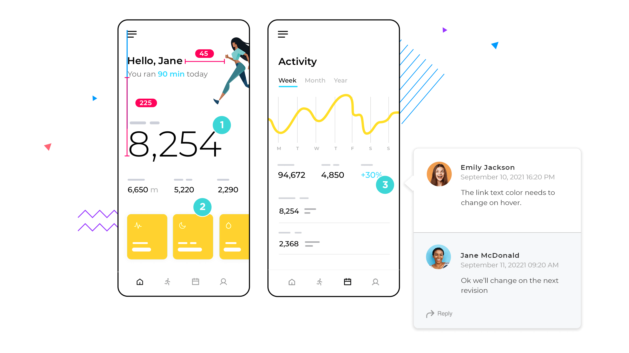 Example of collaboration features for team UI design 