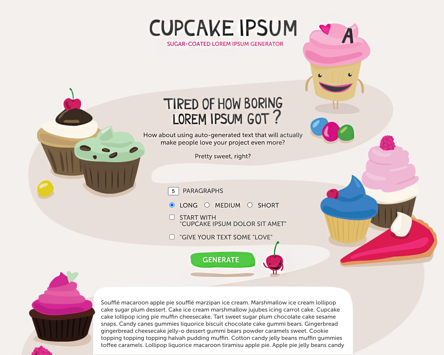 cupcake ipsum for fun prototypes