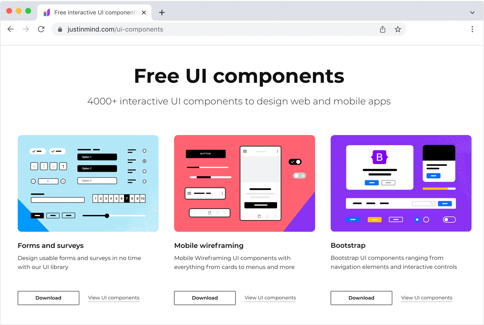 Find UI kits to download at justinmind.com/ui-kits