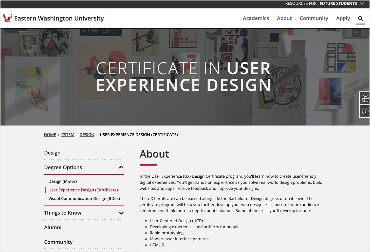 ux design course eastern washington university