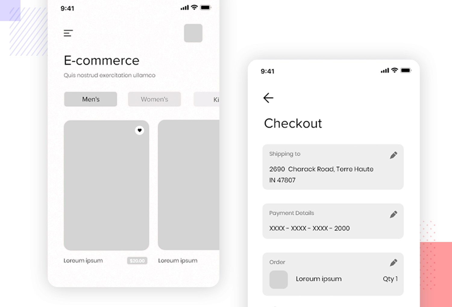 example of low fidelity app wireframe
