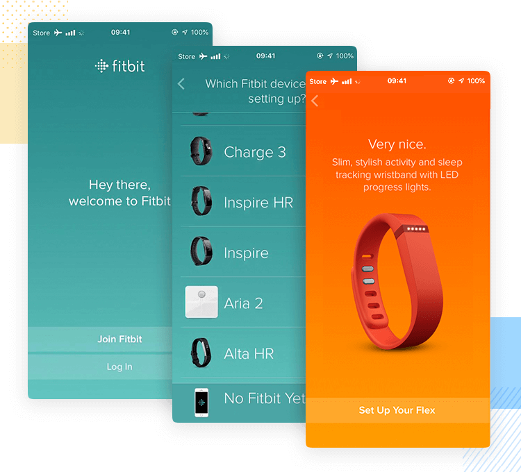 fitbit as example of onboarding with form design