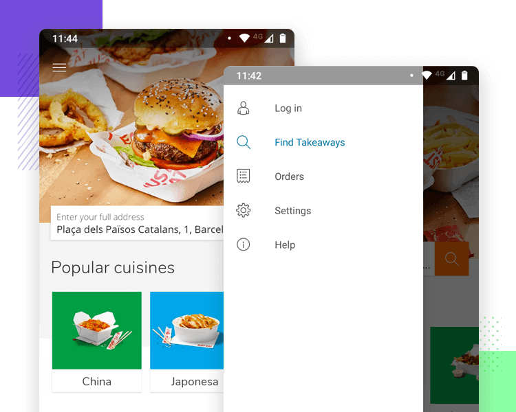 Hamburger menu design on mobile apps - Just Eat