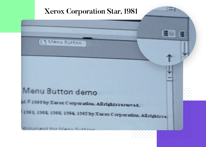 Hamburger menu design - Xerox Corporation Star, 1981