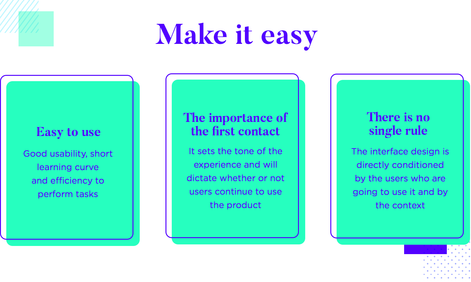 diagram of how to make ui design easy to navigate and explore