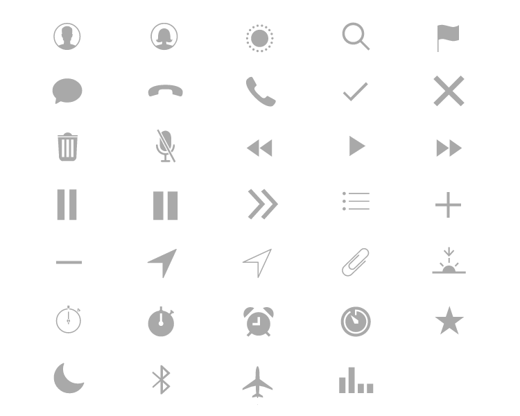 icons in the apple watch ui kit by justinmind