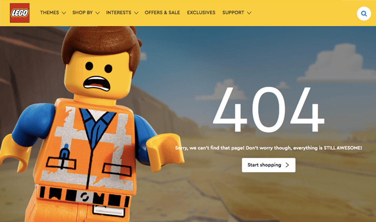 lego as 404 page design example