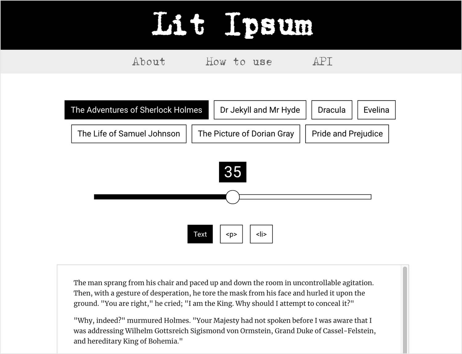 lorem ipsum alternative from novel classics
