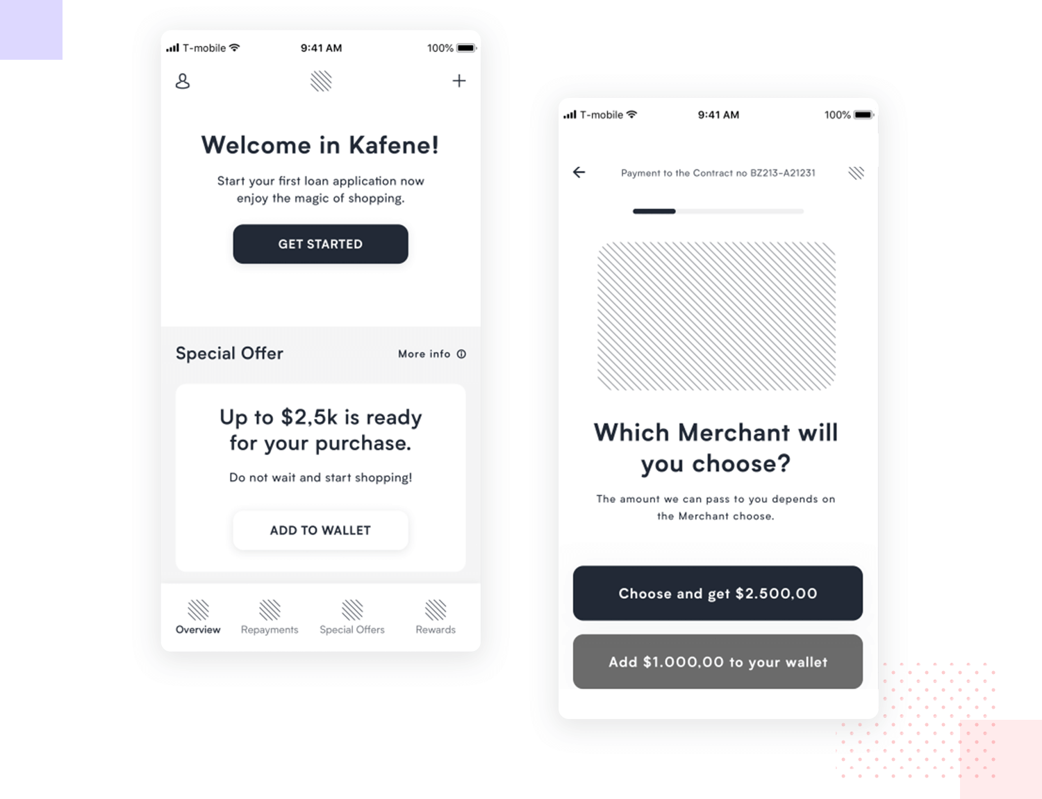 example of loan app wireframe