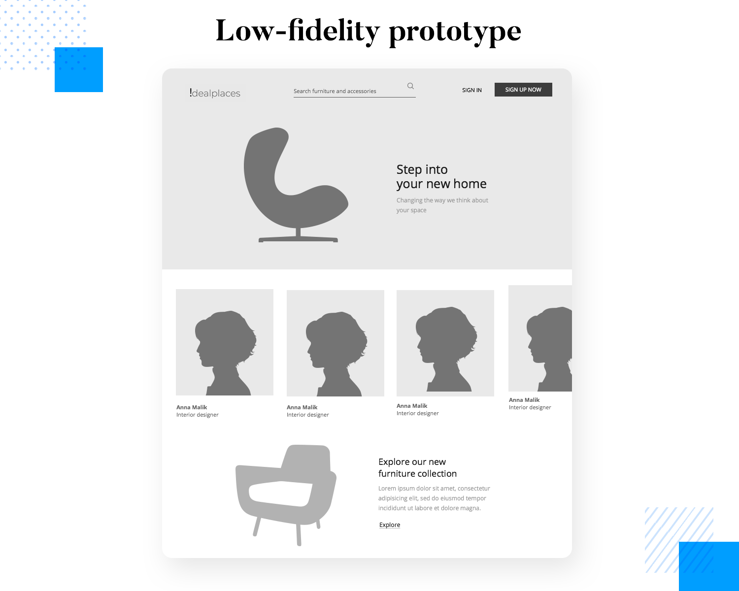 Low fidelity prototypes consist of outlines