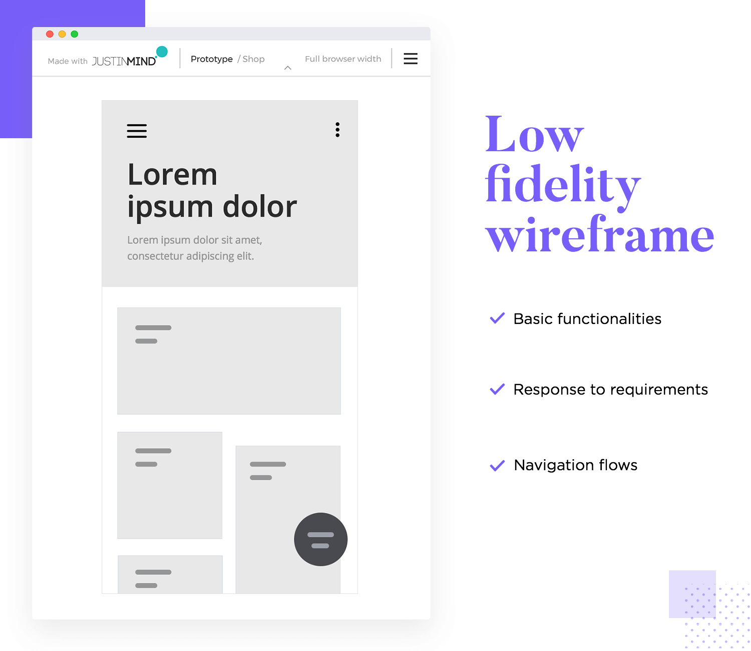 low fidelity wireframes are a great way to validate with testing