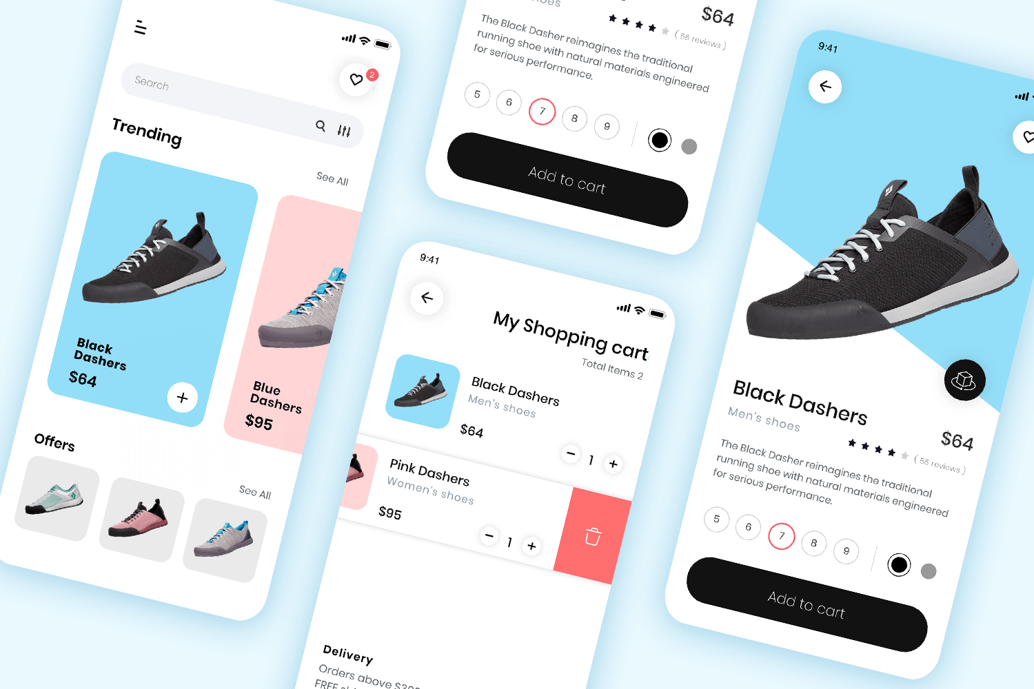 shoe ecommerce mobile app mockup