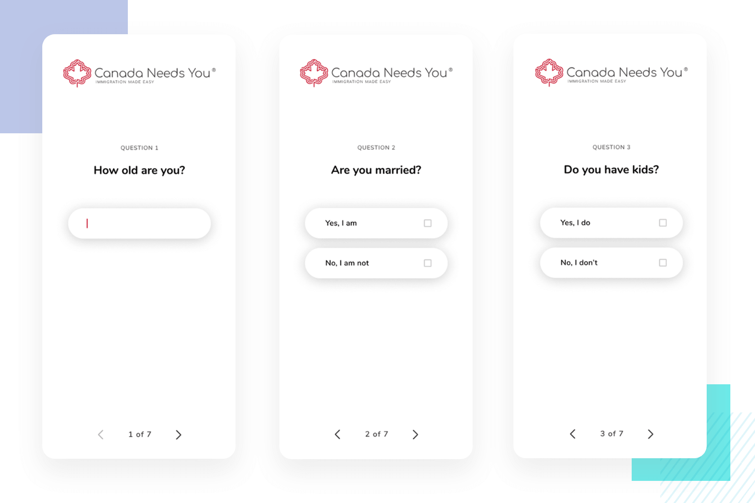 example of mobile survey with minimalist design