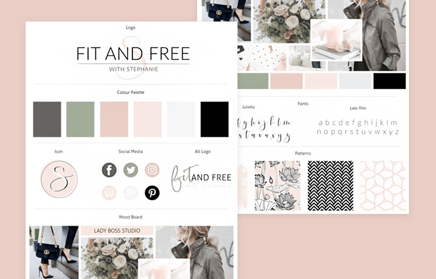 Website mood board examples - Fit and Free Portfolio
