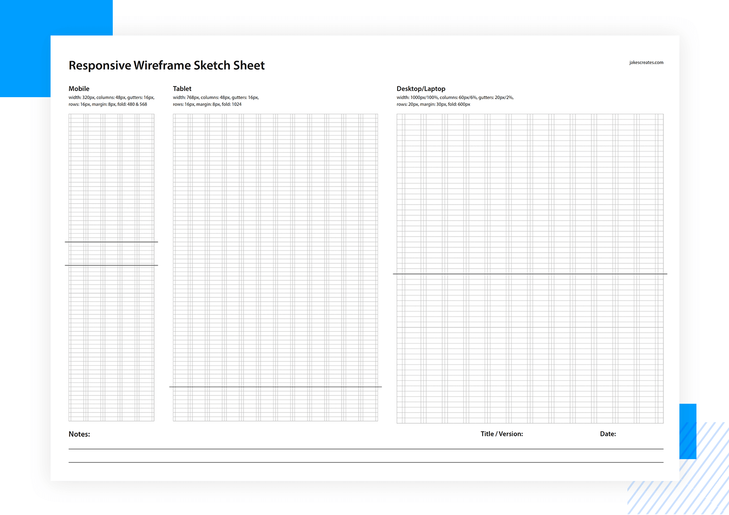 Paper prototyping templates - responsive sketch sheet