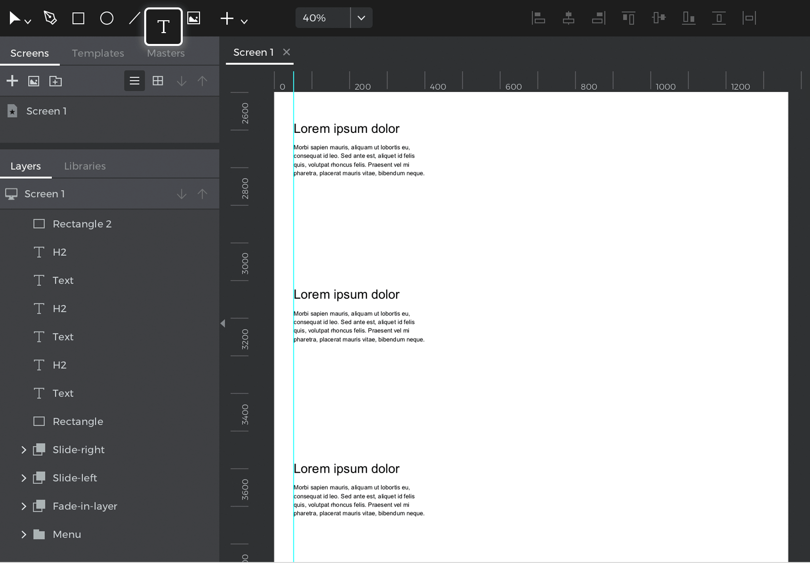 Place text elements on the canvas and distribute them