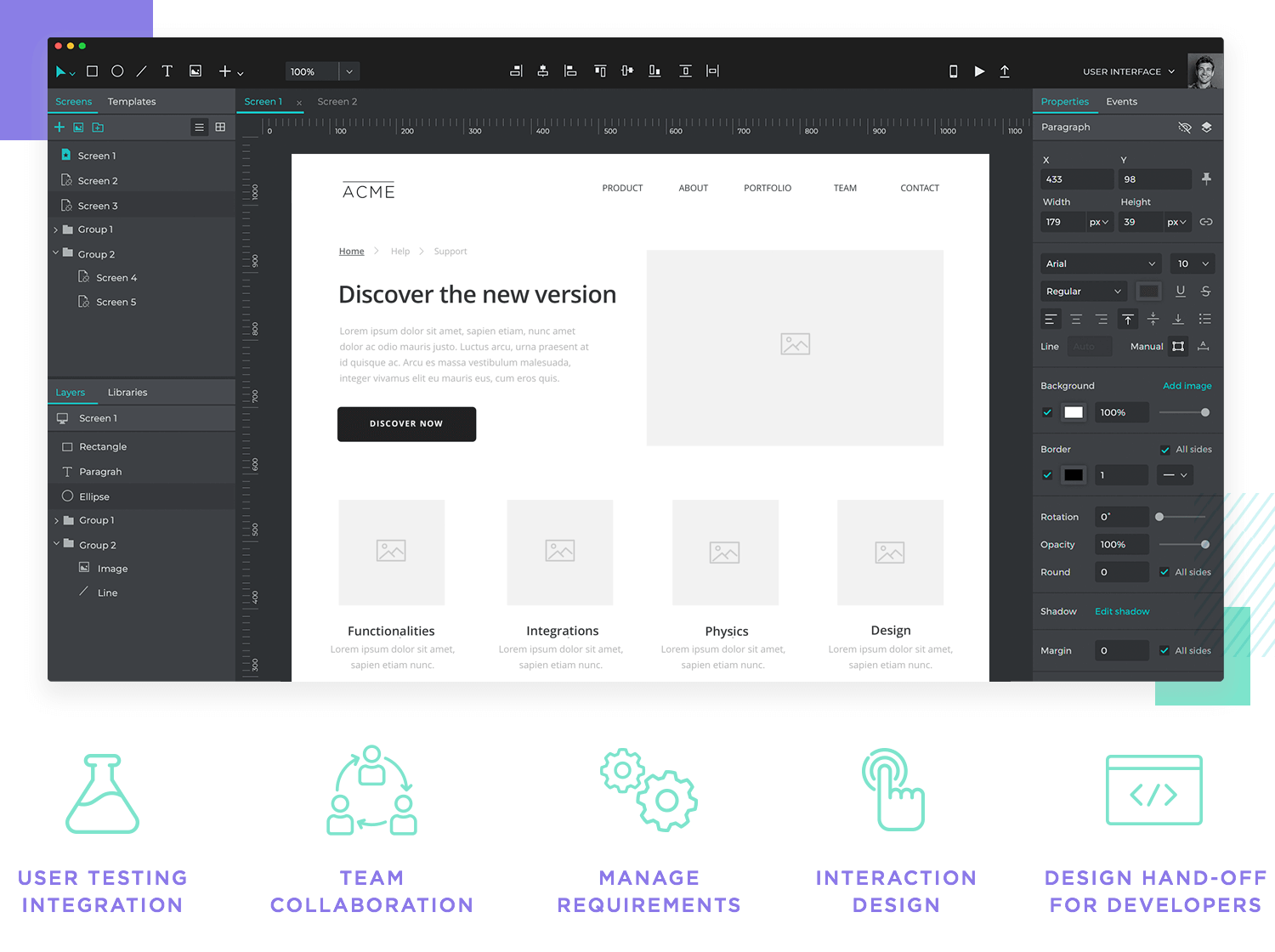 features of professional prototyping tool for ux designers