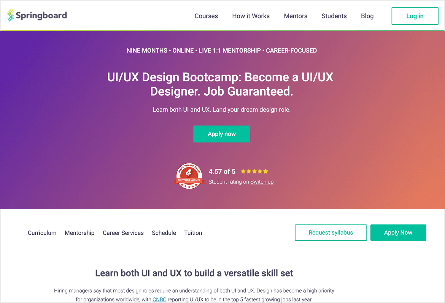 Online UI/UX design course - Springboard