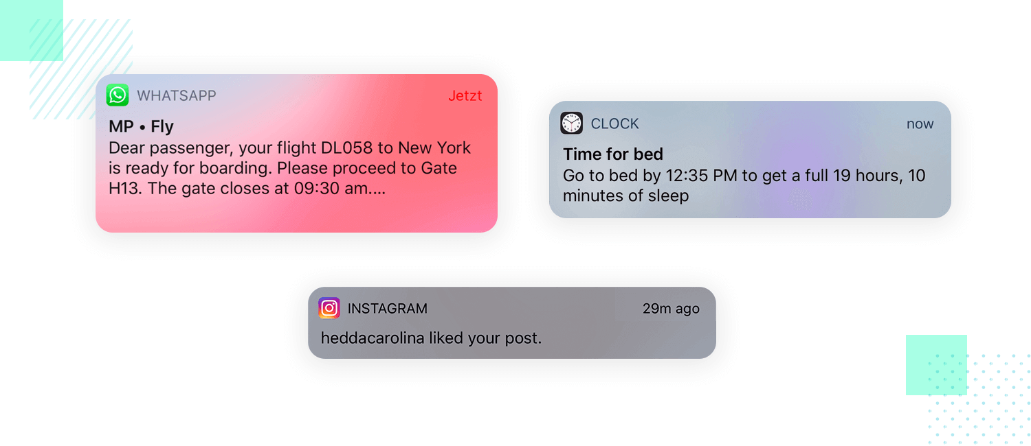 example of notifications as ui pattern