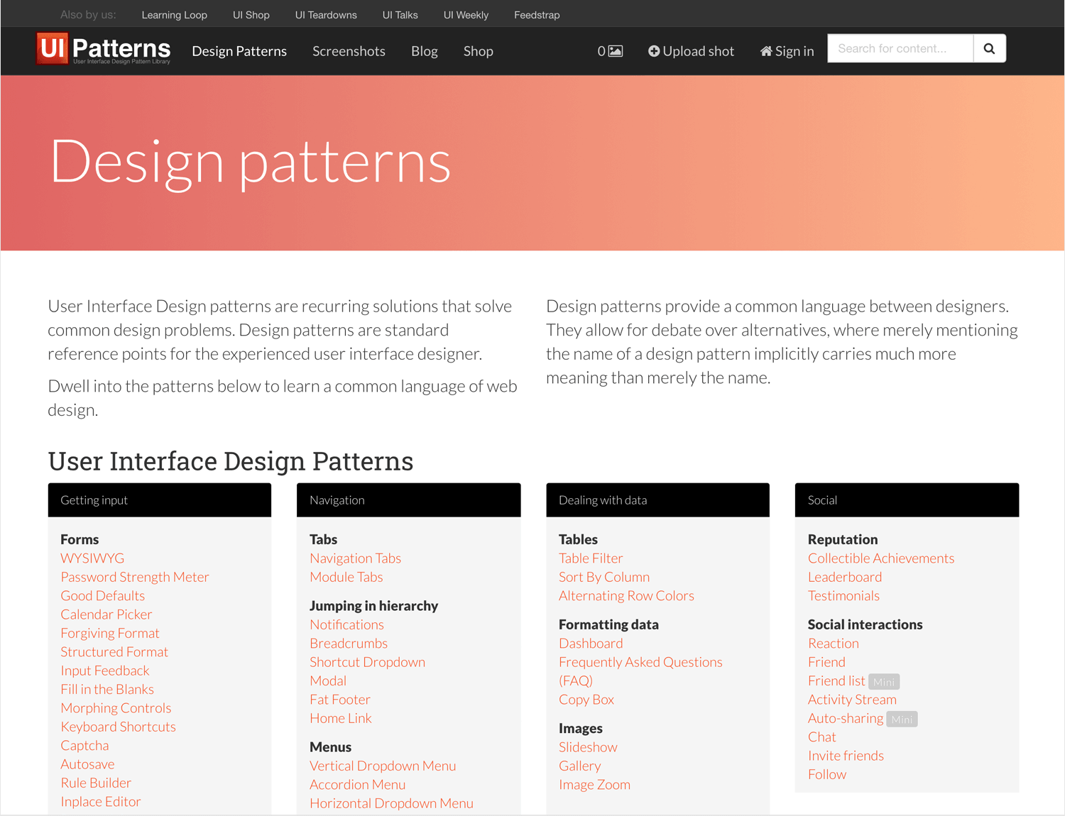 free ui pattern library for ui designers