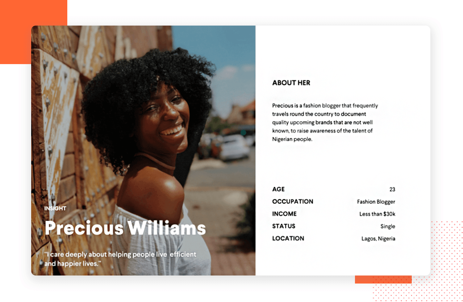User persona template examples - fashion blogger