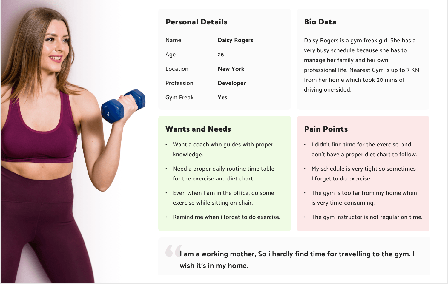 User persona template examples - fitness