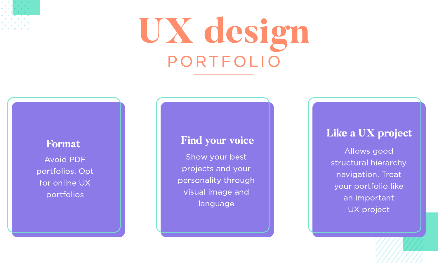 list of basic guidelines for a ux design portfolio