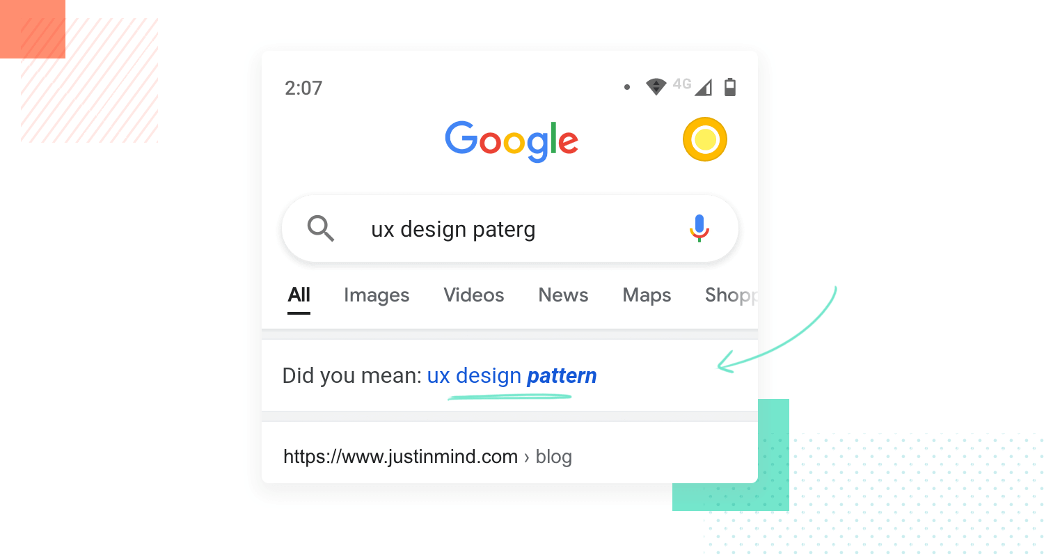 example of using design patterns as ux principle - lazy format on Google