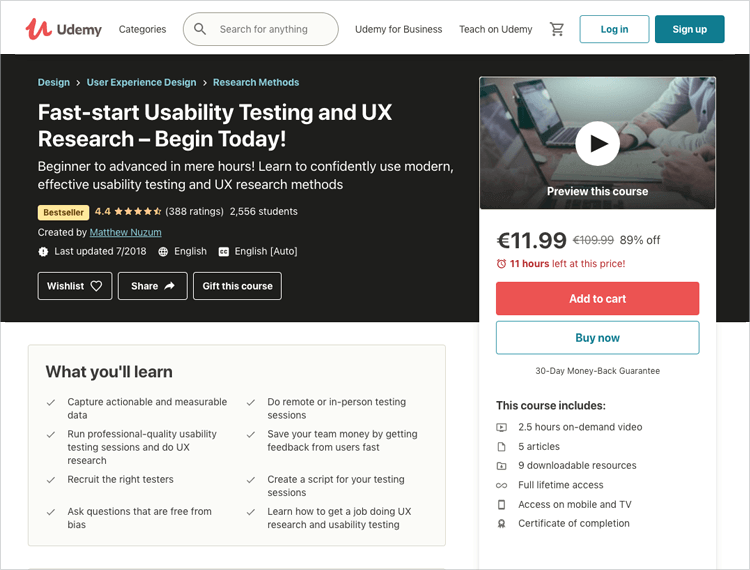 usability testing and research at coursera