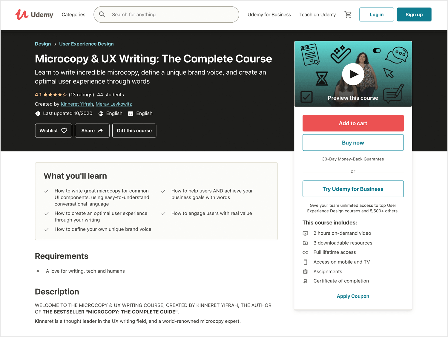 Microcopy & UX Writing course