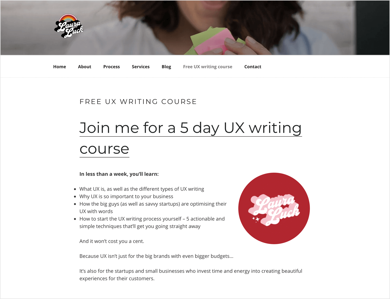 Free UX Writing Course by Laura Luck