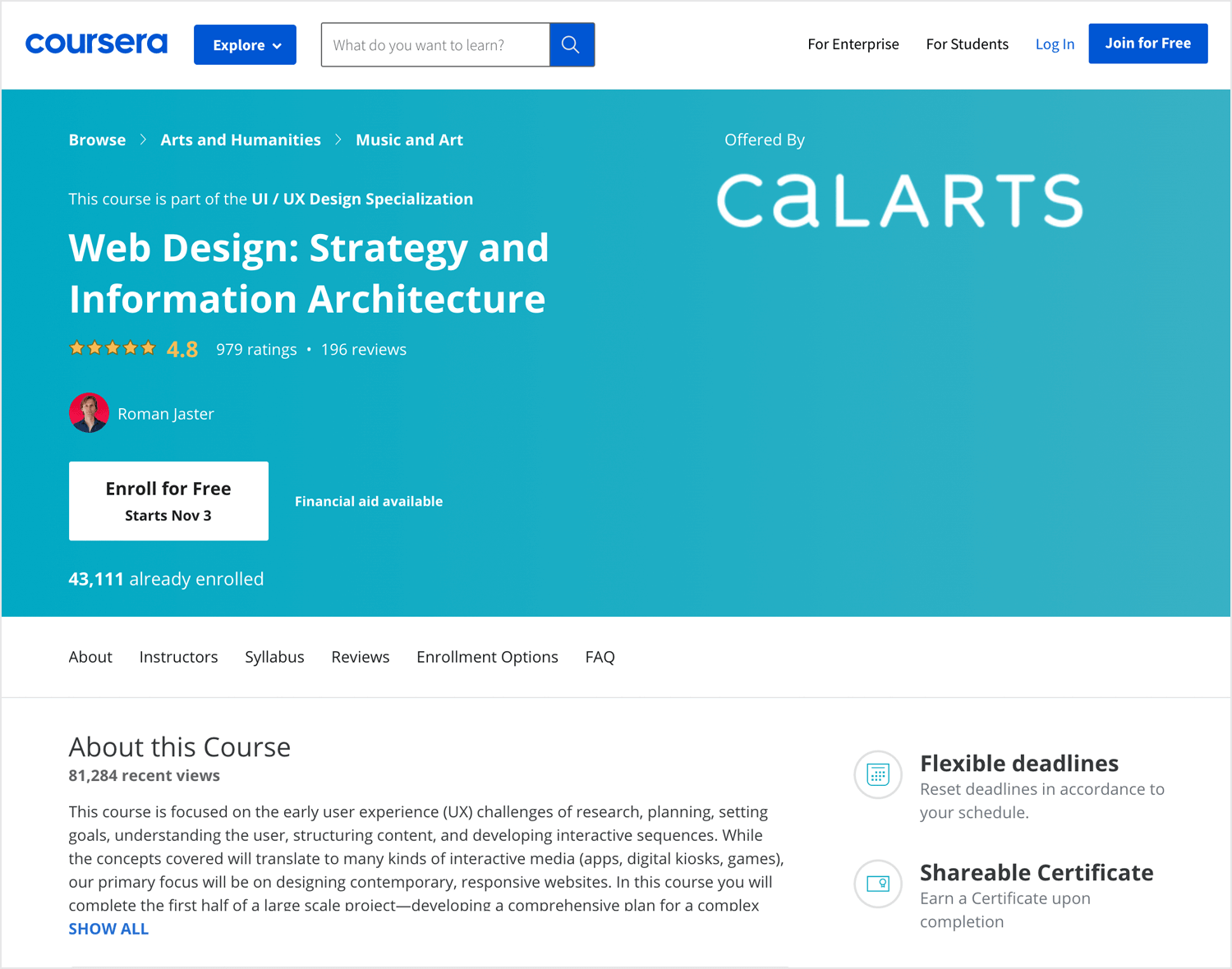 web design strategy course by coursera